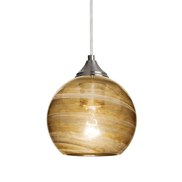 Besa Lighting Jilly Cord Pendant, Vapor Amber, Satin Nickel Finish, 1x60W Incandescent 1JT-JILLYAM-SN - main